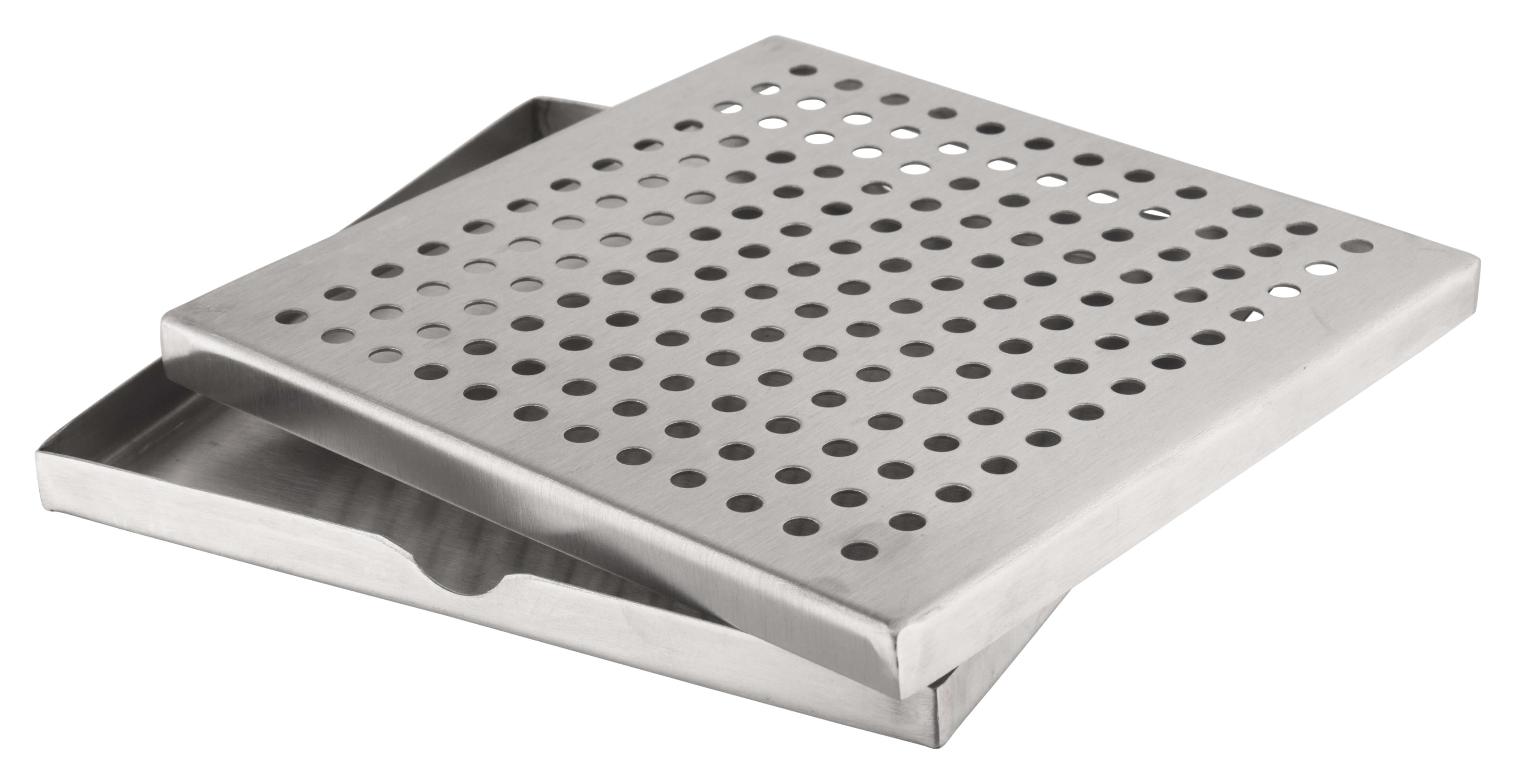 Bandeja de goteo, acero inoxidable, perforación redonda, Prime Bar - 14 x 14 x 1 cm