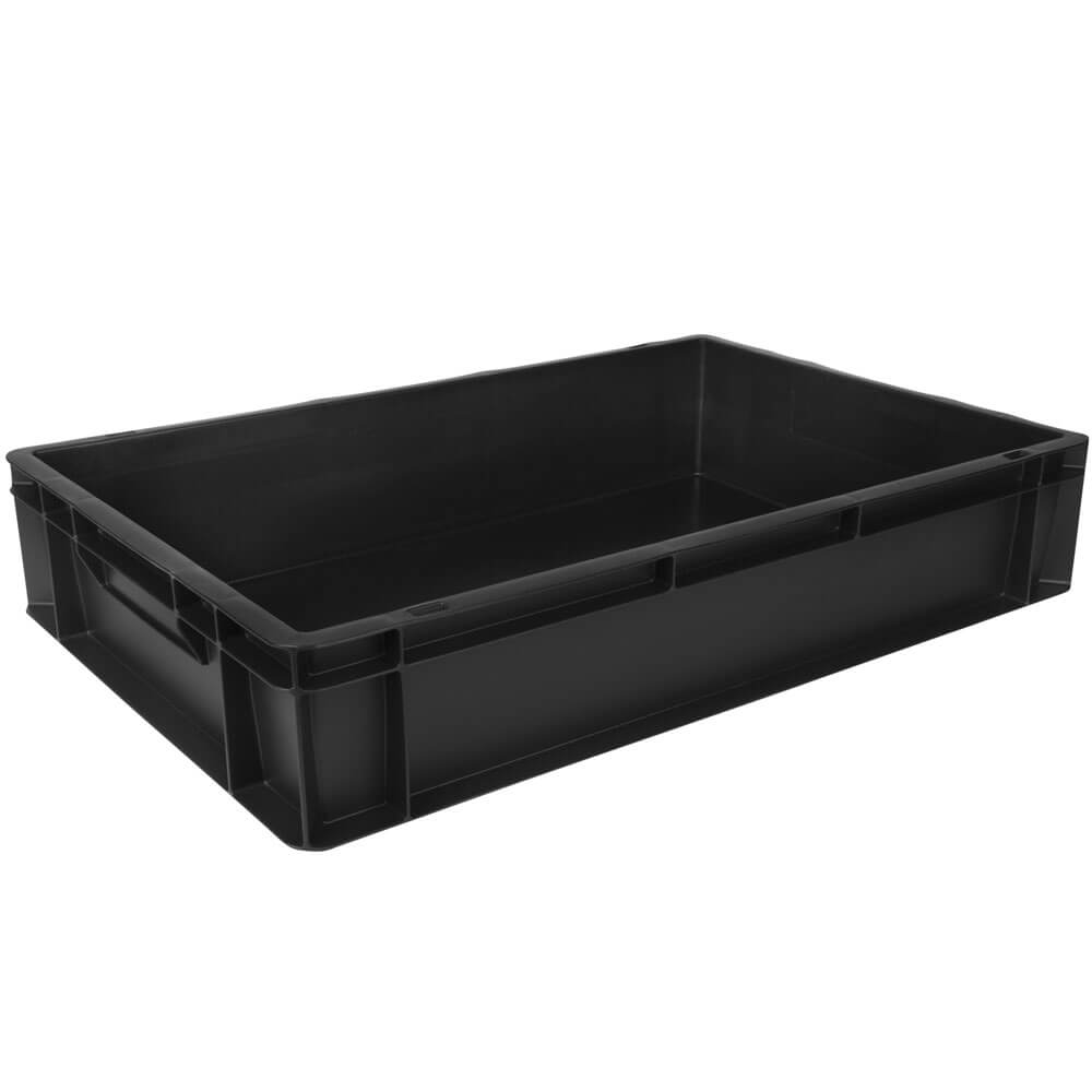 Caja de transporte Euronorm negra - 60 x 40 x 12 cm