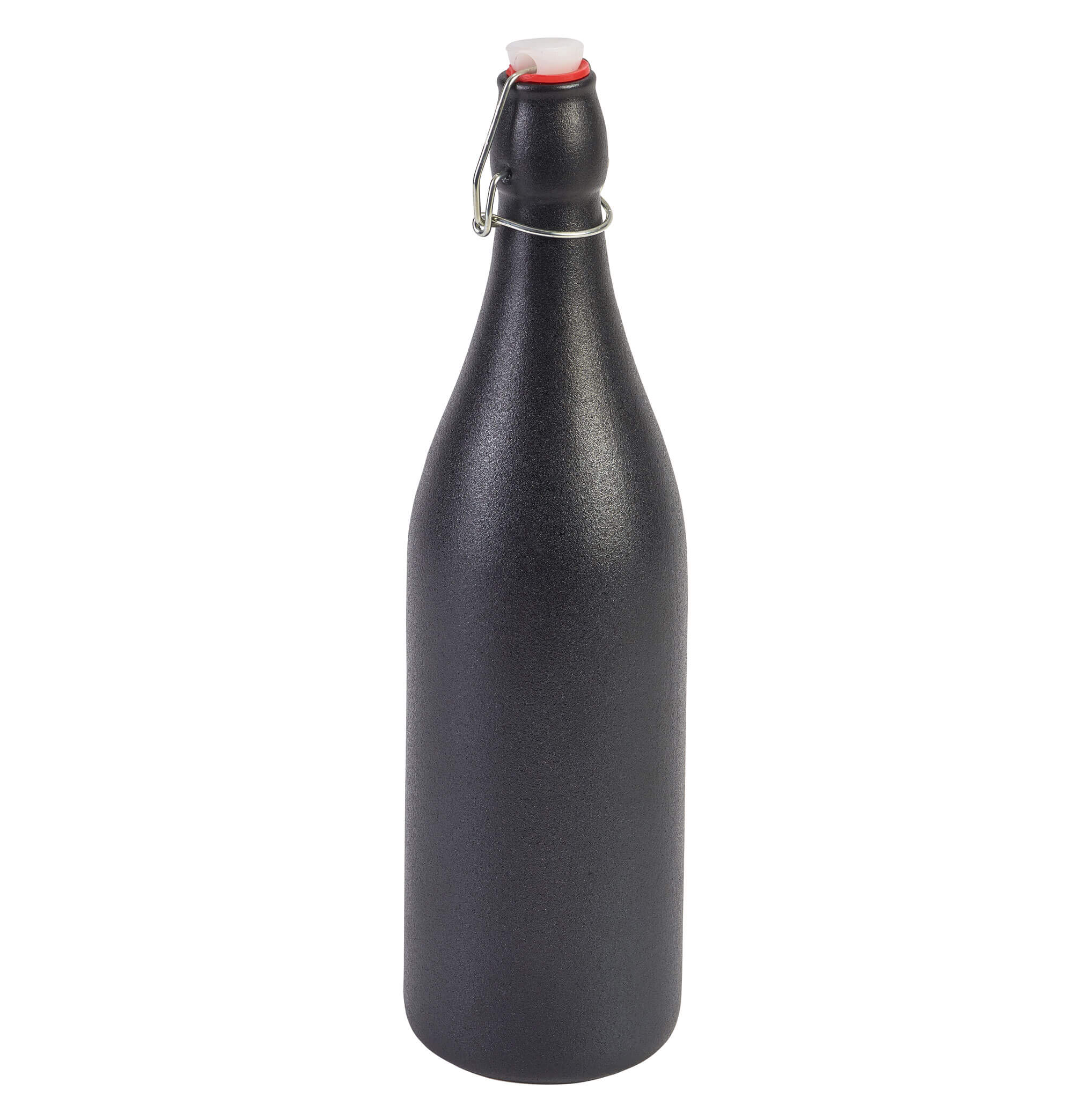 Botella con tapón de cerámica, negra - 1,0 l (6 uds)