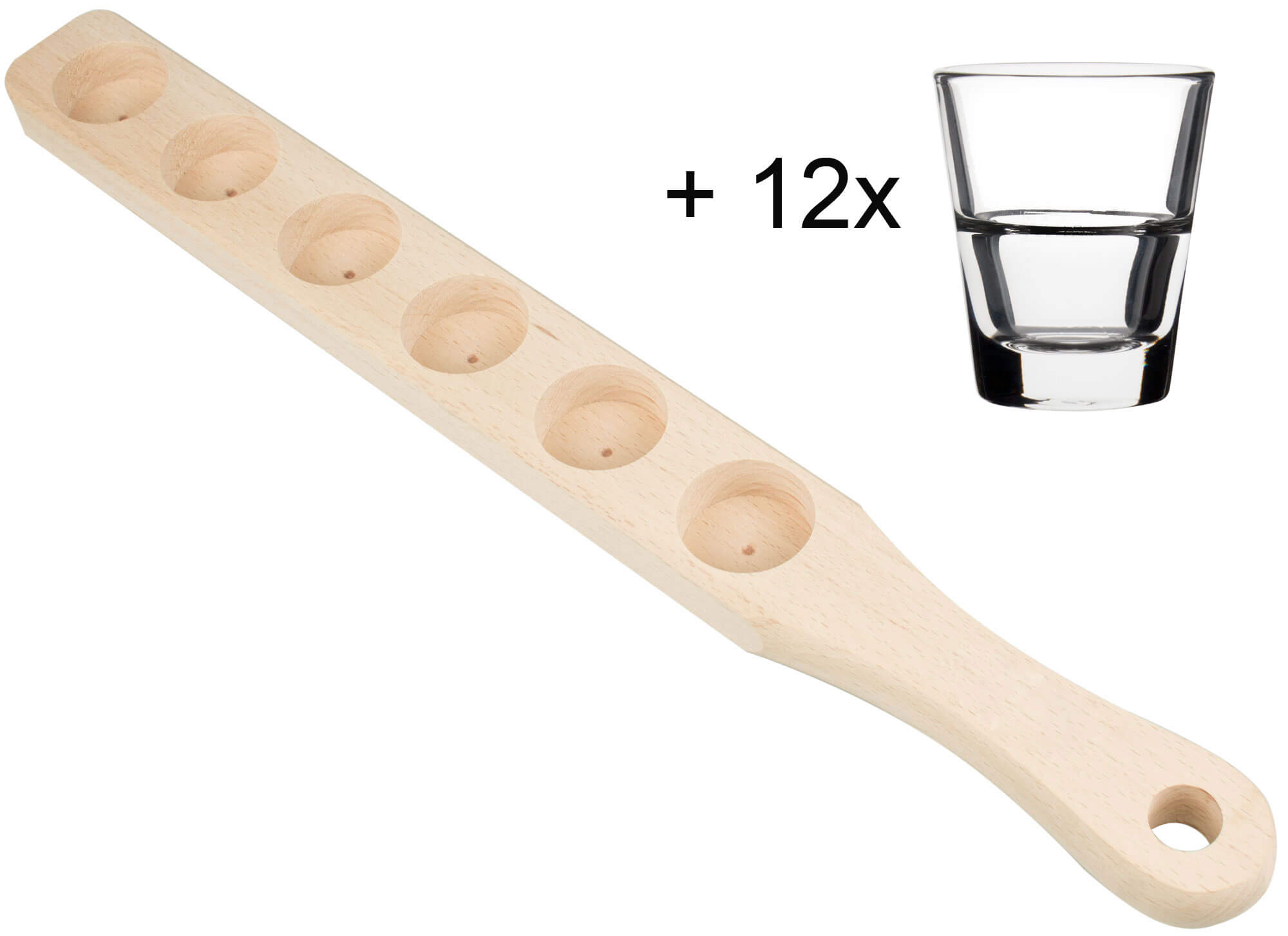 Tabla para chupitos de madera, 50,5 cm, incluye 12 vasos de chupito.
