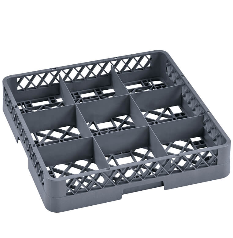 Cesta para lavavajillas básica de 9 compartimentos, gris (Rack 98) - 50 x 50 x 10 cm