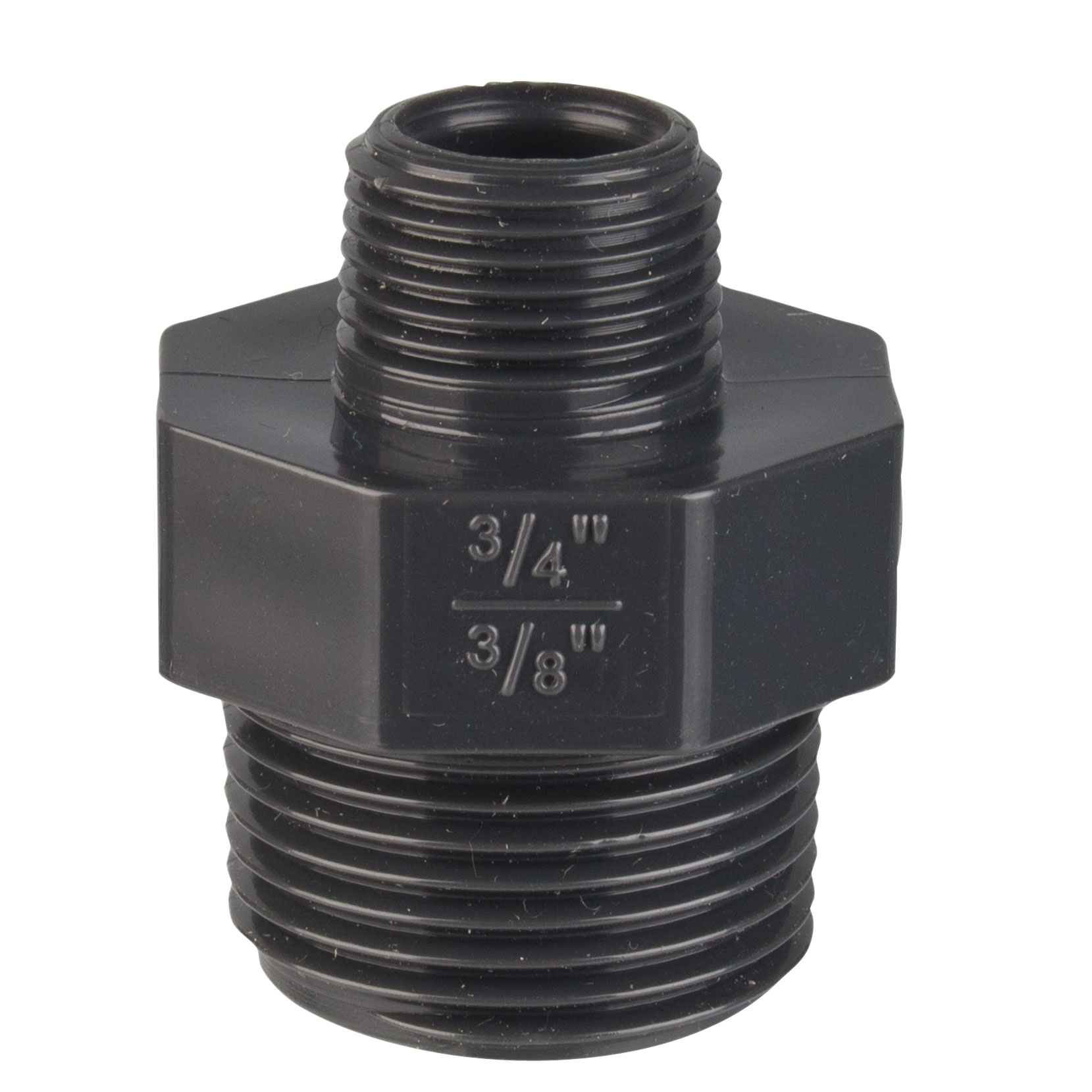 Racor roscado reductor 3/4" AG x 3/8" AG - PVC