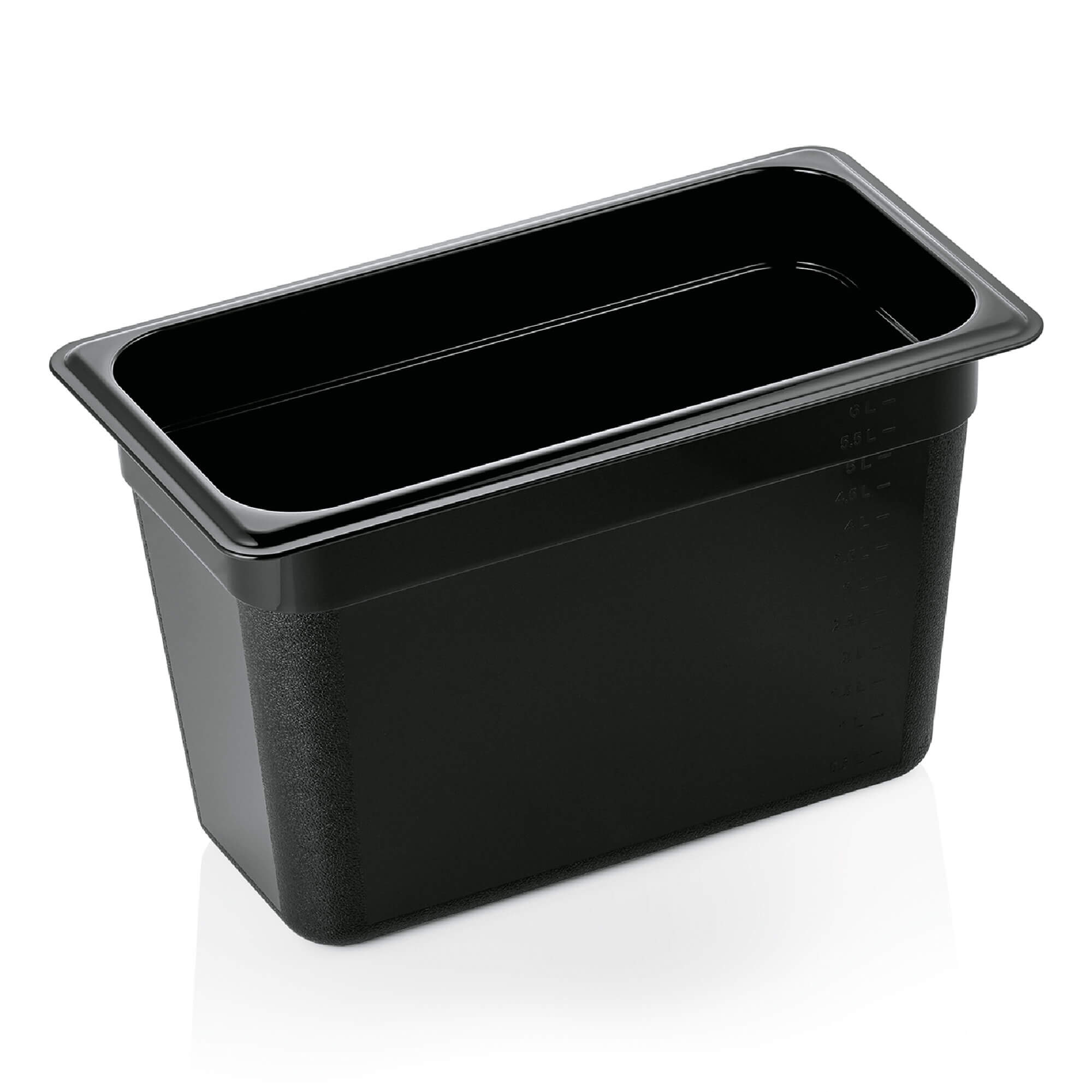 Recipiente Gastronorm GN 1/3, 200 mm de profundidad, PC negro (serie GN 96)