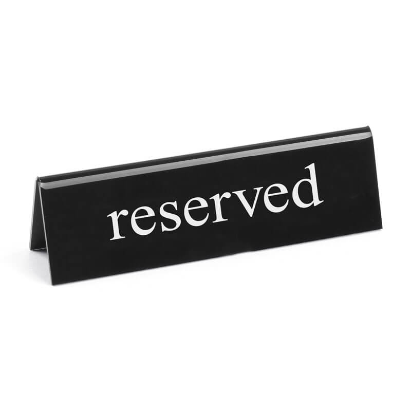 Portacartas de mesa de plástico blanco y negro - reserved