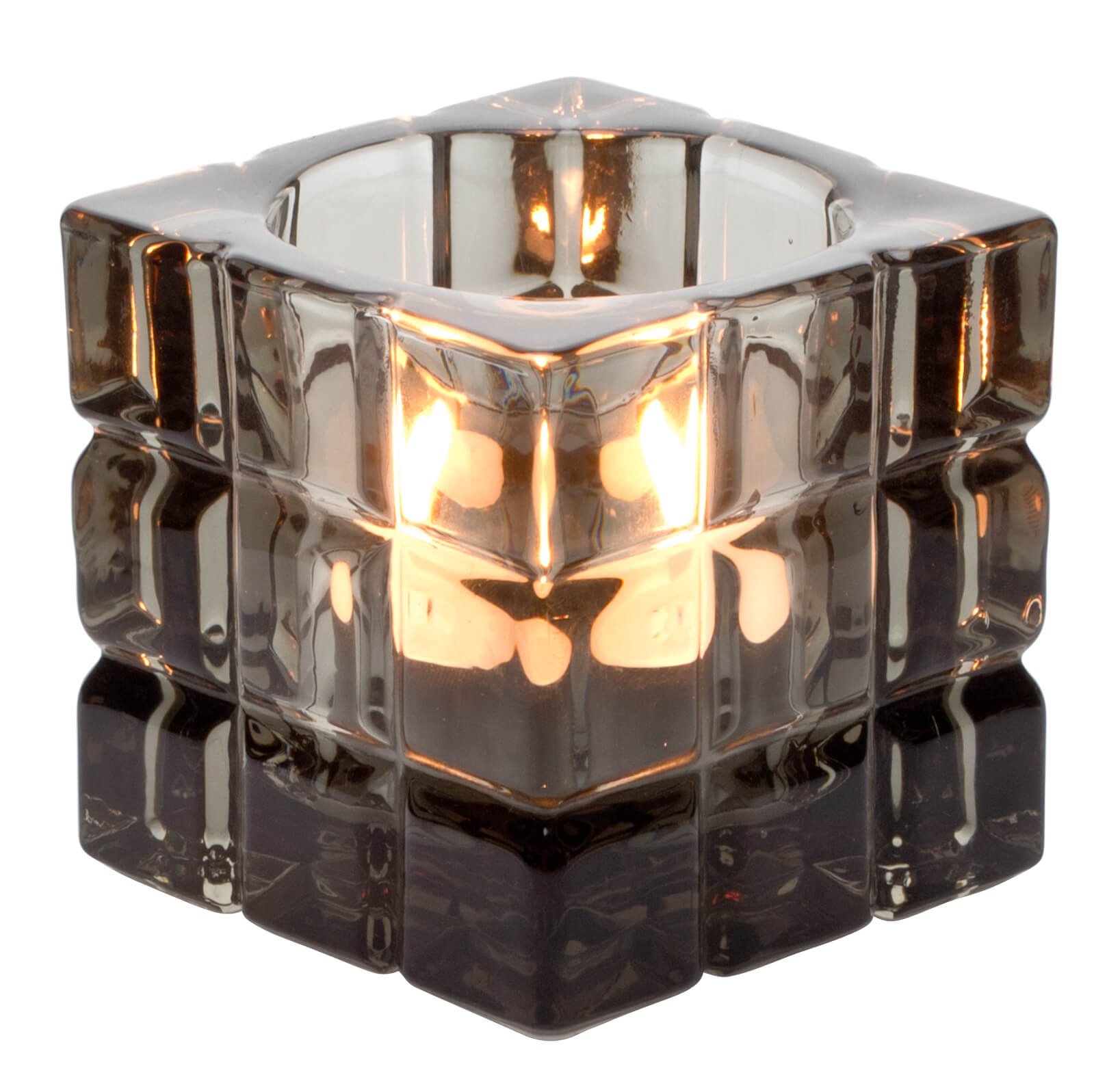 Portavelas, diseño angular, gris - 6,2 x 6,2 x 6,2 cm
