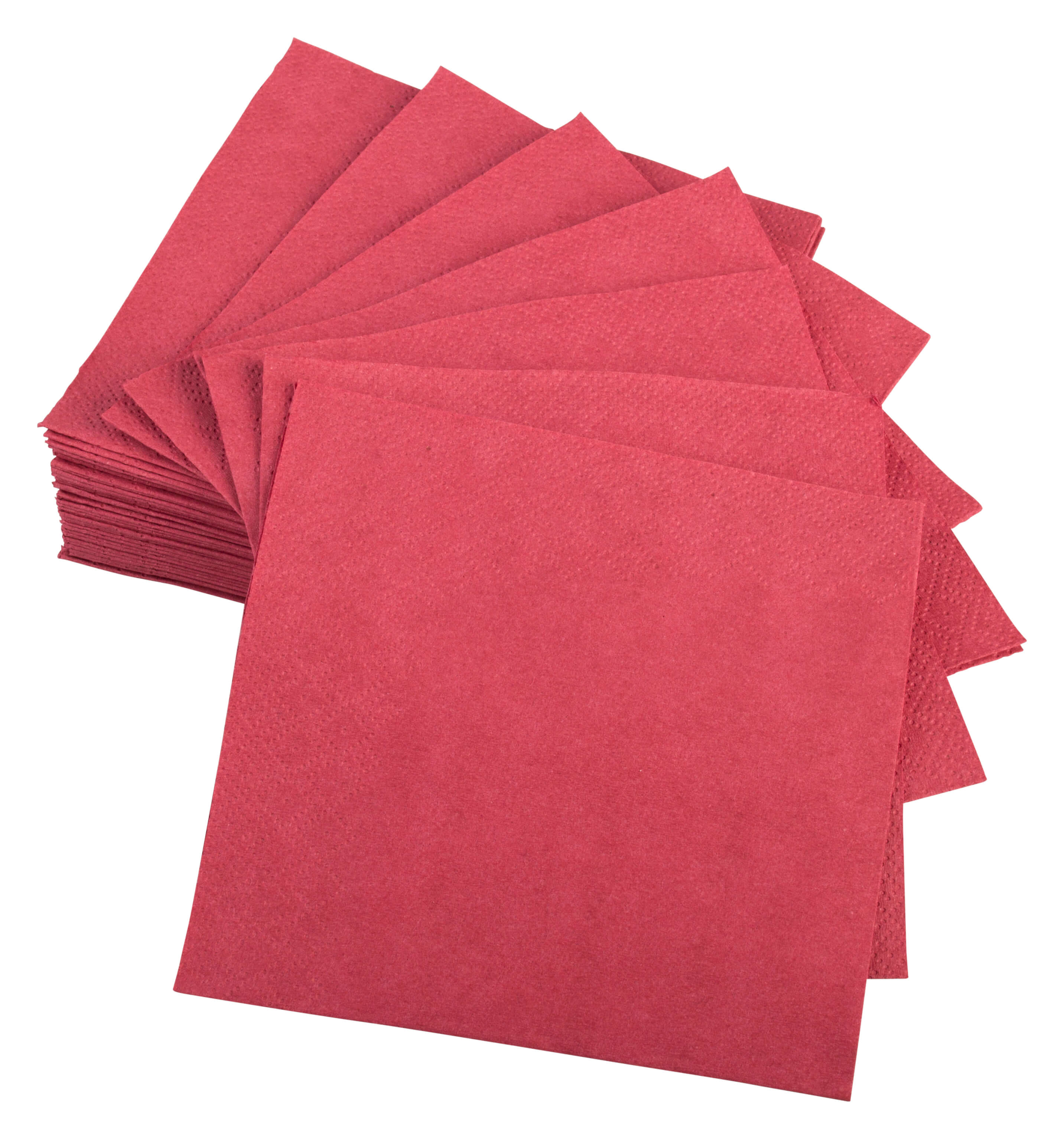 Servilletas de cóctel, 24 x 24 cm, pliegue 1/4, 2 capas, color burdeos (300 uds)