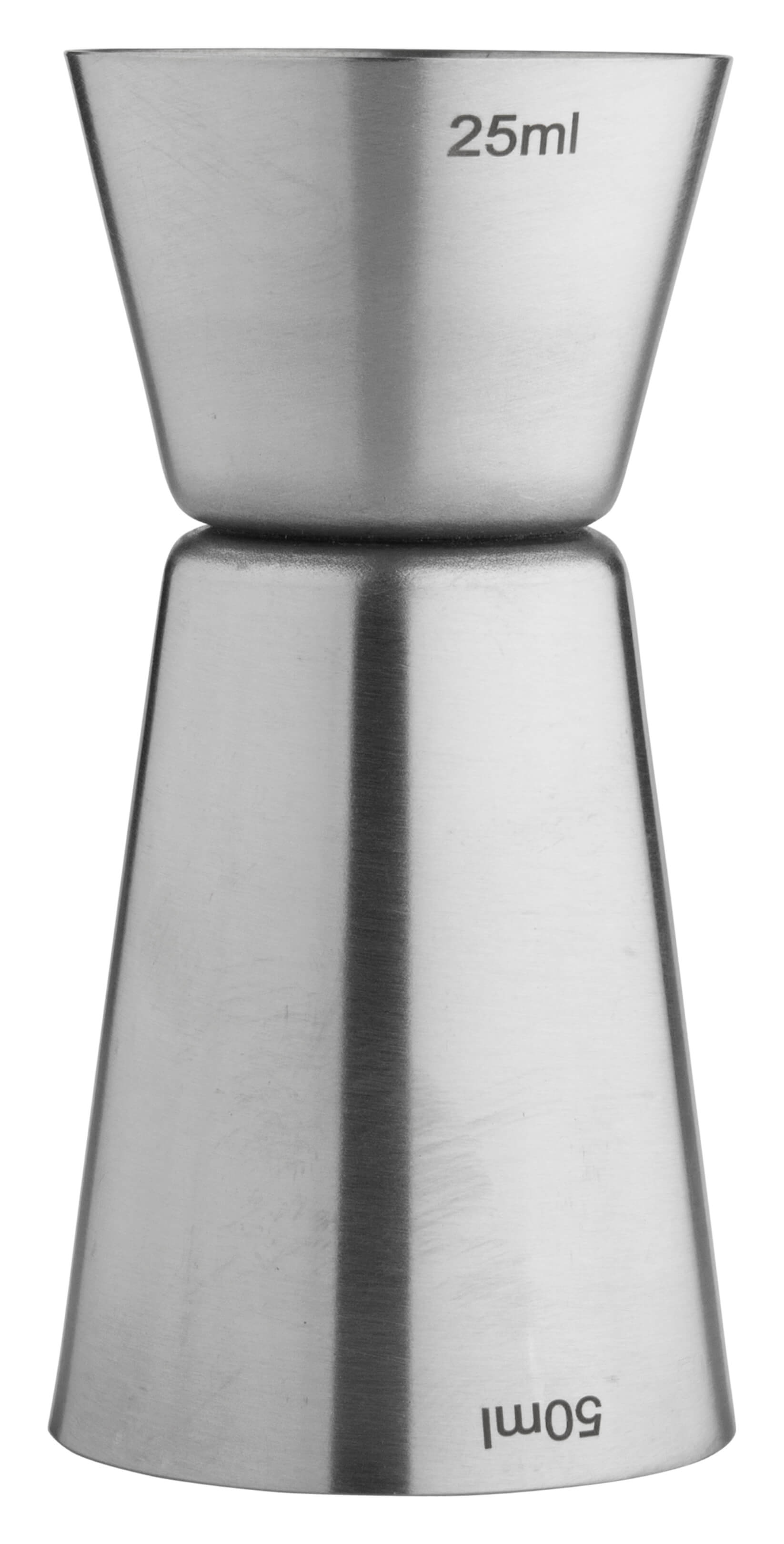 Medidor doble, cepillado - acero inoxidable (25/50 ml)