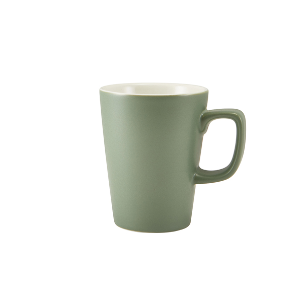Tazos con asa de porcelana mate verde salvia – 340 ml (6 uds)