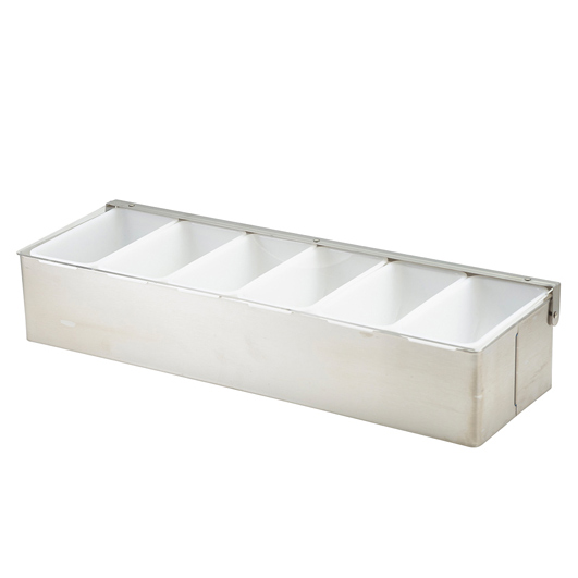 Contenedor de ingredientes de acero inoxidable - 6 compartimentos (44,3 x 14 x 9 cm)