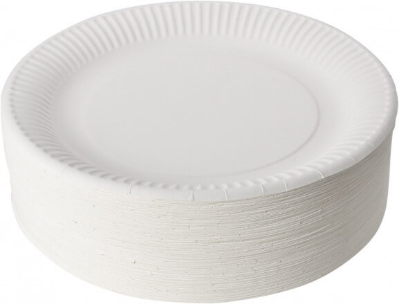 Platos de cartón blancos, Ø 23 cm, 100 unidades