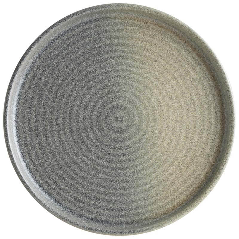 Platos llanos Bonna Hornfels Ripple de 28 cm, color gris - 6 ud