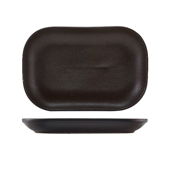 Plato rectangular Antigo de gres bronce antiguo – 24 x 16,5 cm (6 uds)