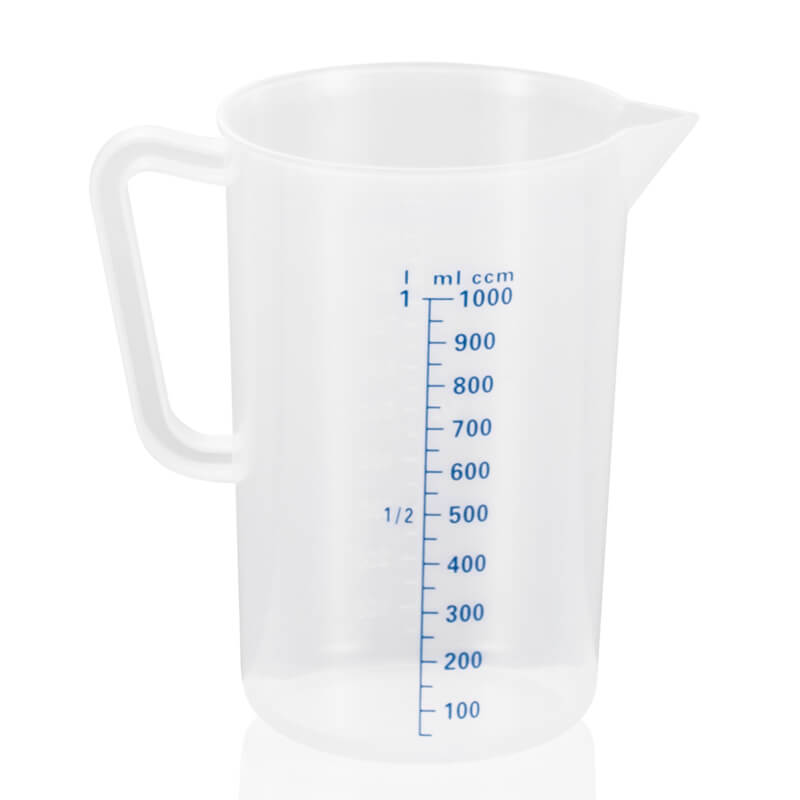 Vaso medidor con graduación de 50 ml, polipropileno - 1 litro
