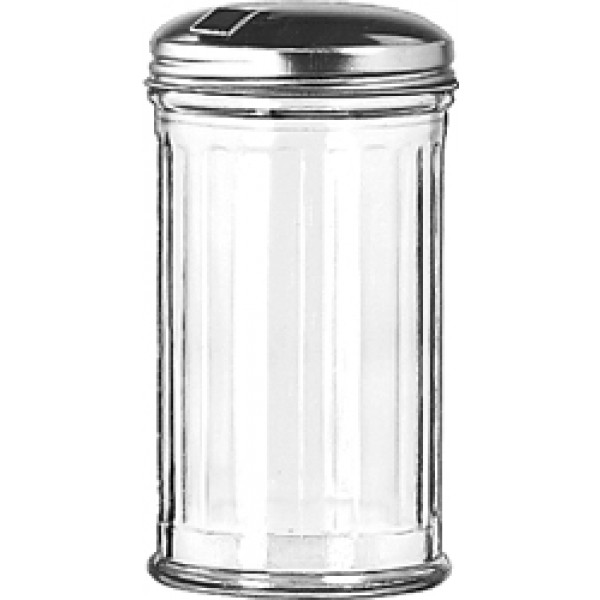 Azucarero estilo americano, cristal y acero inoxidable - 300 ml / 13,5 cm