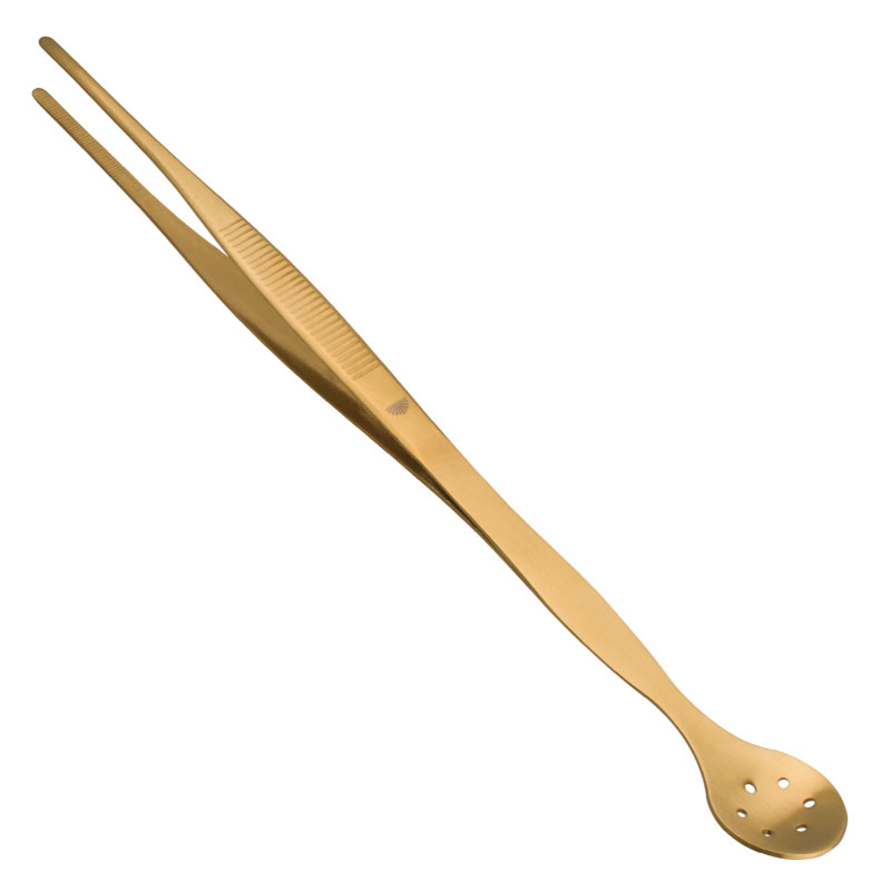 Pinzas con cuchara, acero inoxidable dorado, Ginza - 27 cm