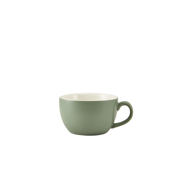 Taza de capuchino de porcelana mate verde salvia – 175 ml (6 uds)