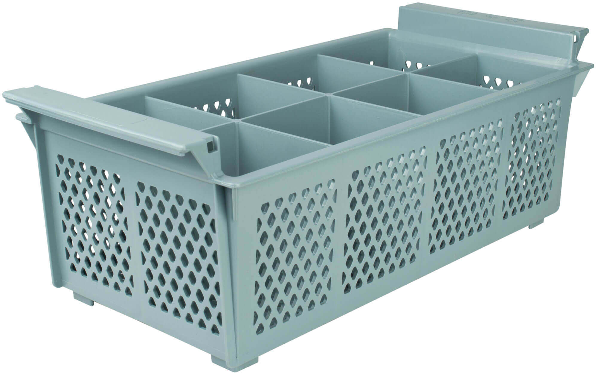 Cesta para lavavajillas, plástico PP gris, apilable - 42,5 x 20,5 x 15 cm