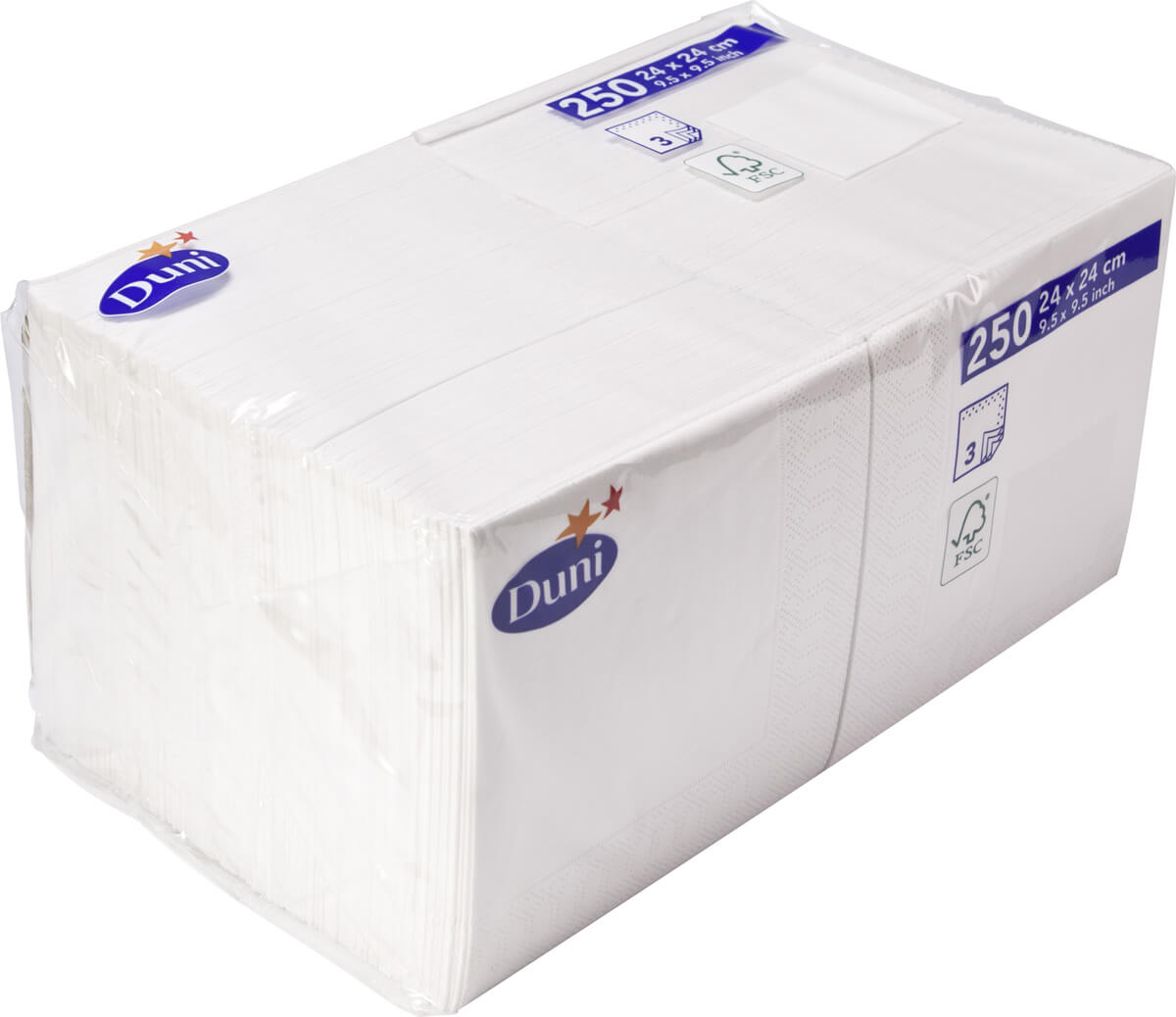 Servilletas de cóctel Duni, celulosa, 3 capas, 24 x 24 cm, blancas (250 uds)