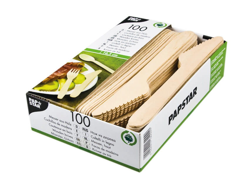 Cuchillos ecológicos de madera - 2,3 x 16,5 cm (100 uds)