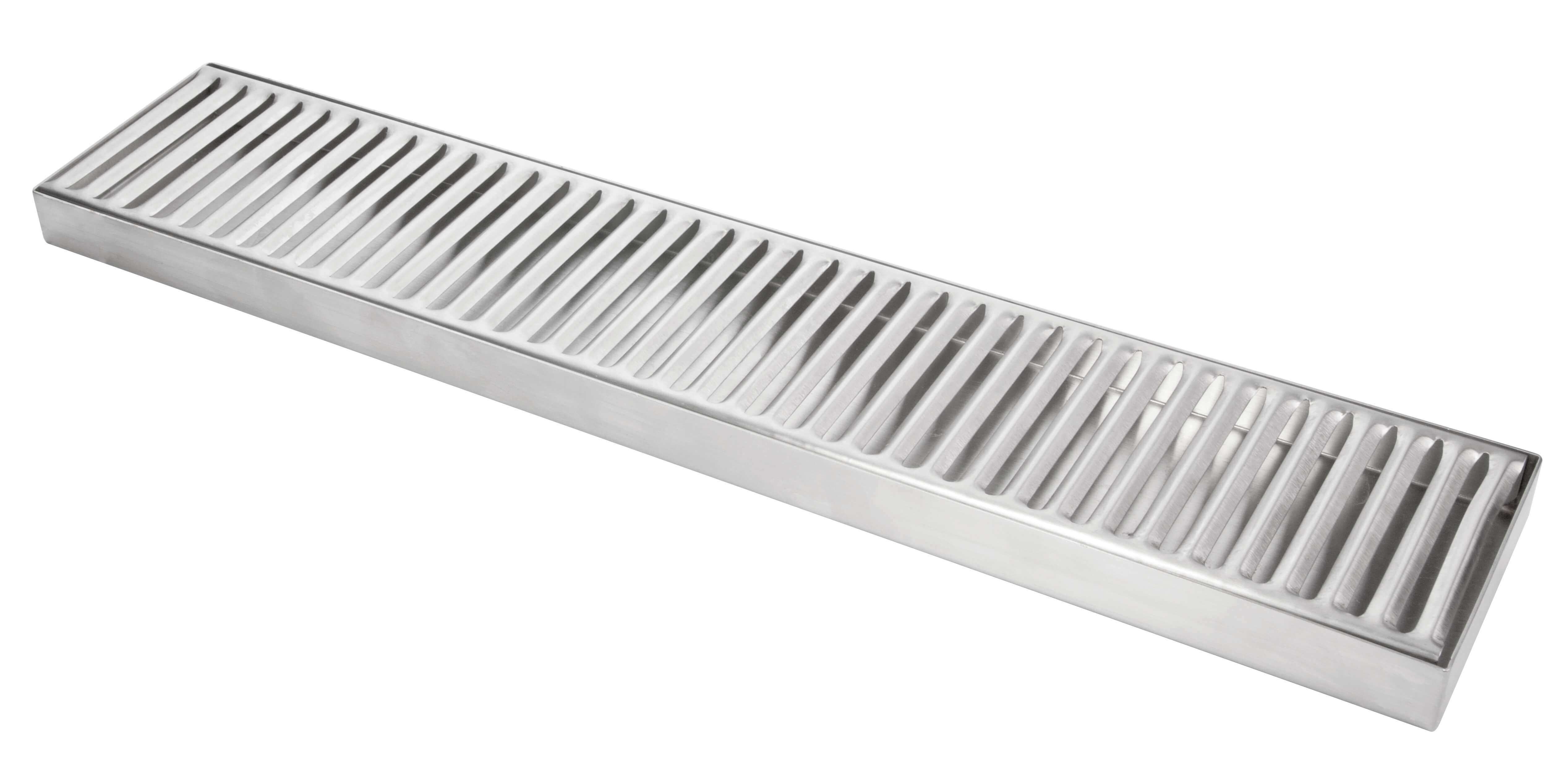 Bandeja recogegotas, acero inoxidable con rejilla - 2,5 x 10,5 x 50 cm