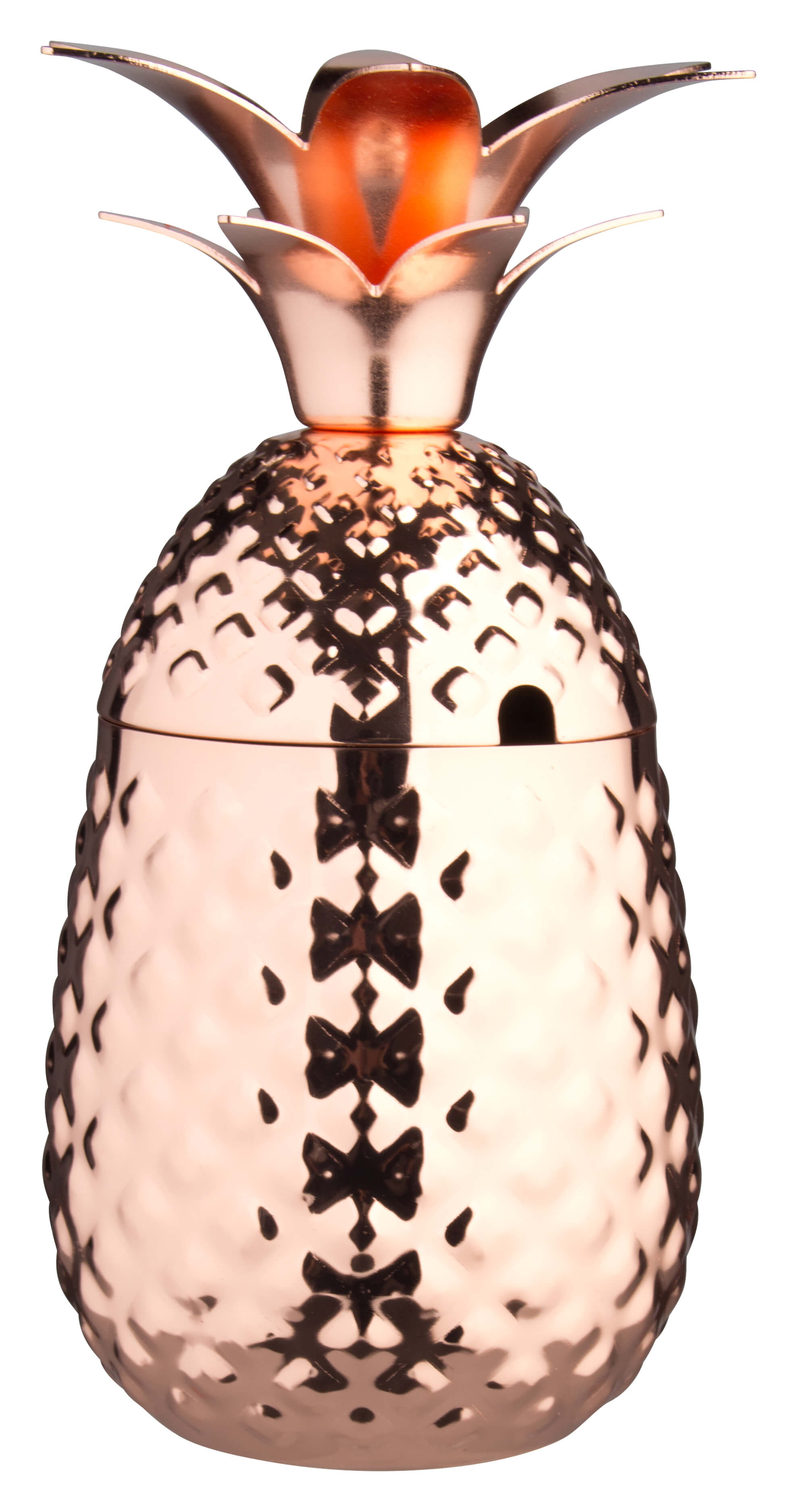 Taza de acero inoxidable «Piña» con tapa, aspecto cobre - 500 ml