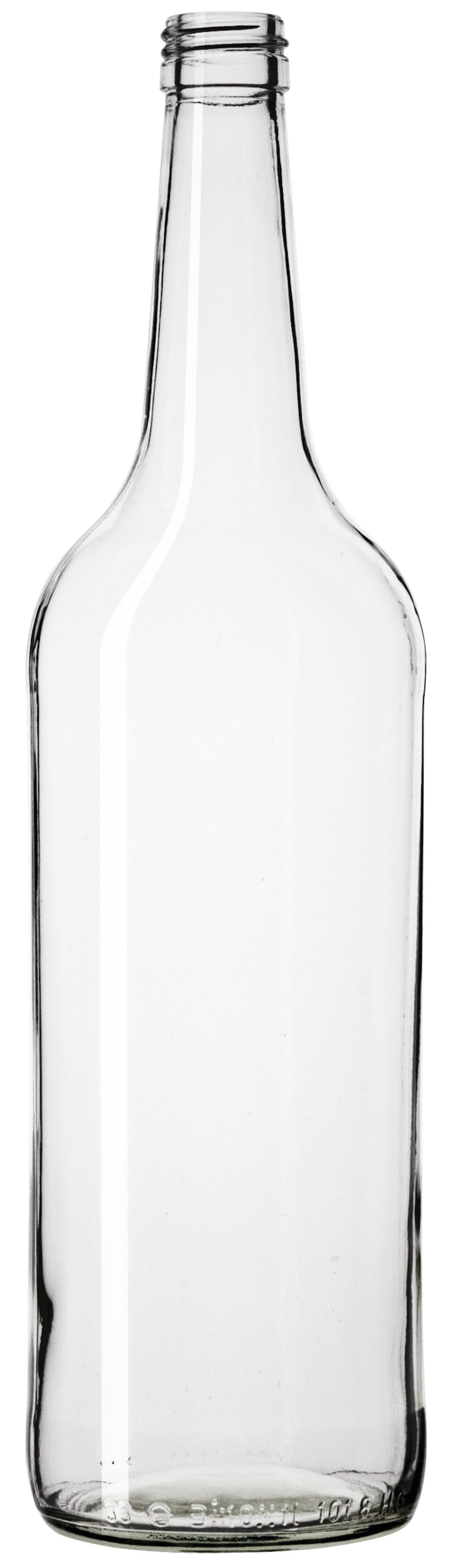 Botella de vidrio de cuello recto transparente - 1000 ml