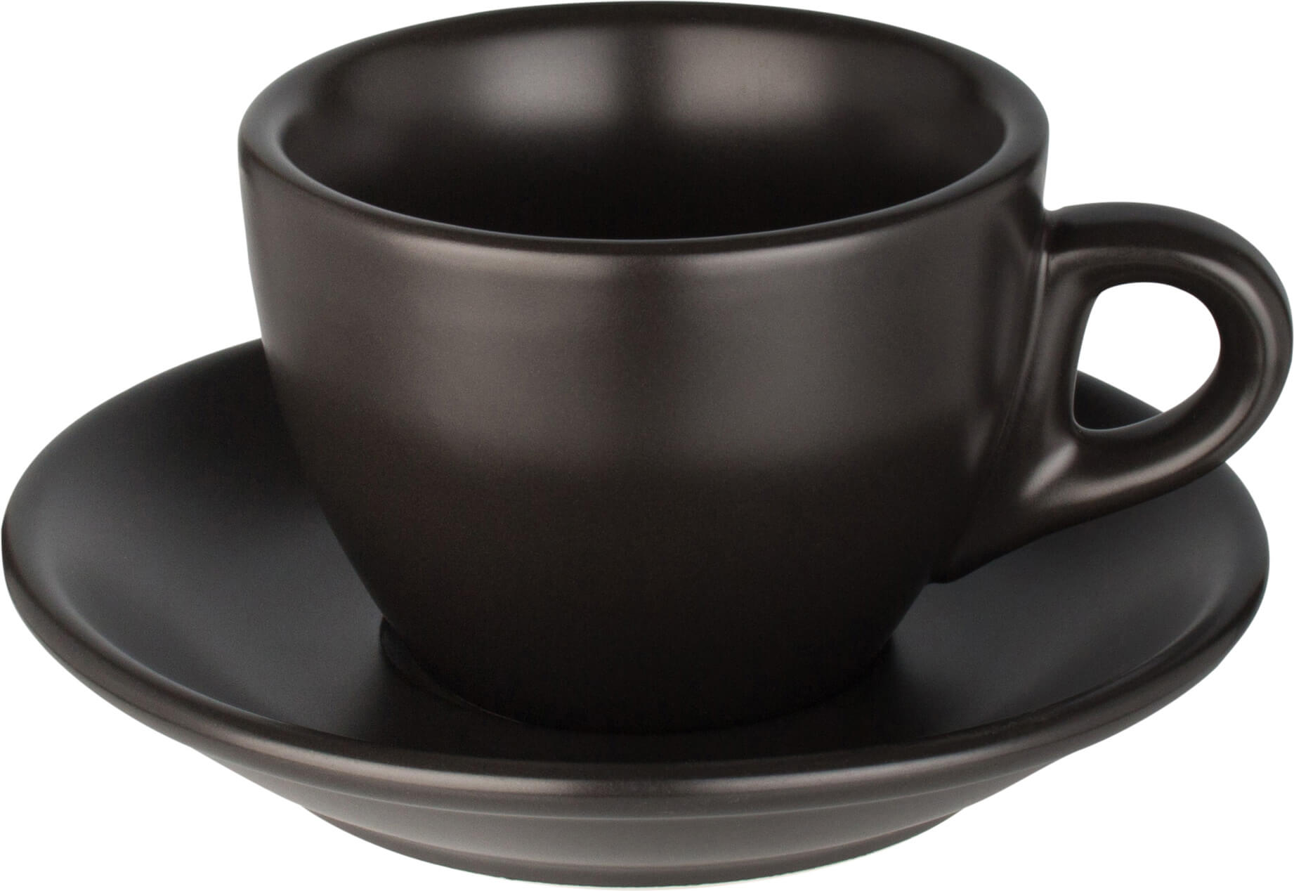 Taza de café y platillo Barista, porcelana negra - 160 ml (12 juegos)