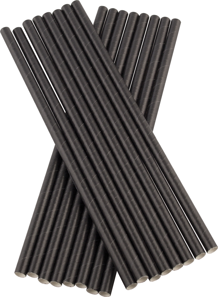 Pajitas, papel (8 x 230 mm), Prime Bar - negro