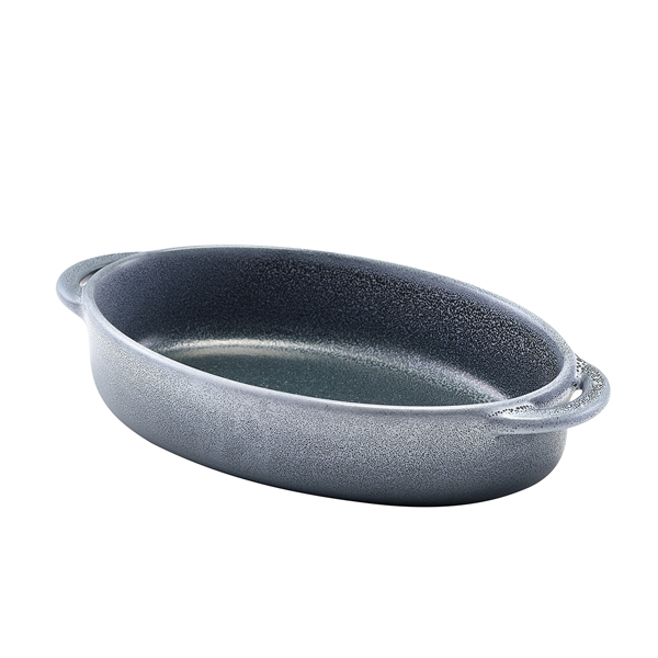 Cuenco ovalado Forge de gres gris grafito – 17,5 x 11,5 x 4 cm (6 uds)