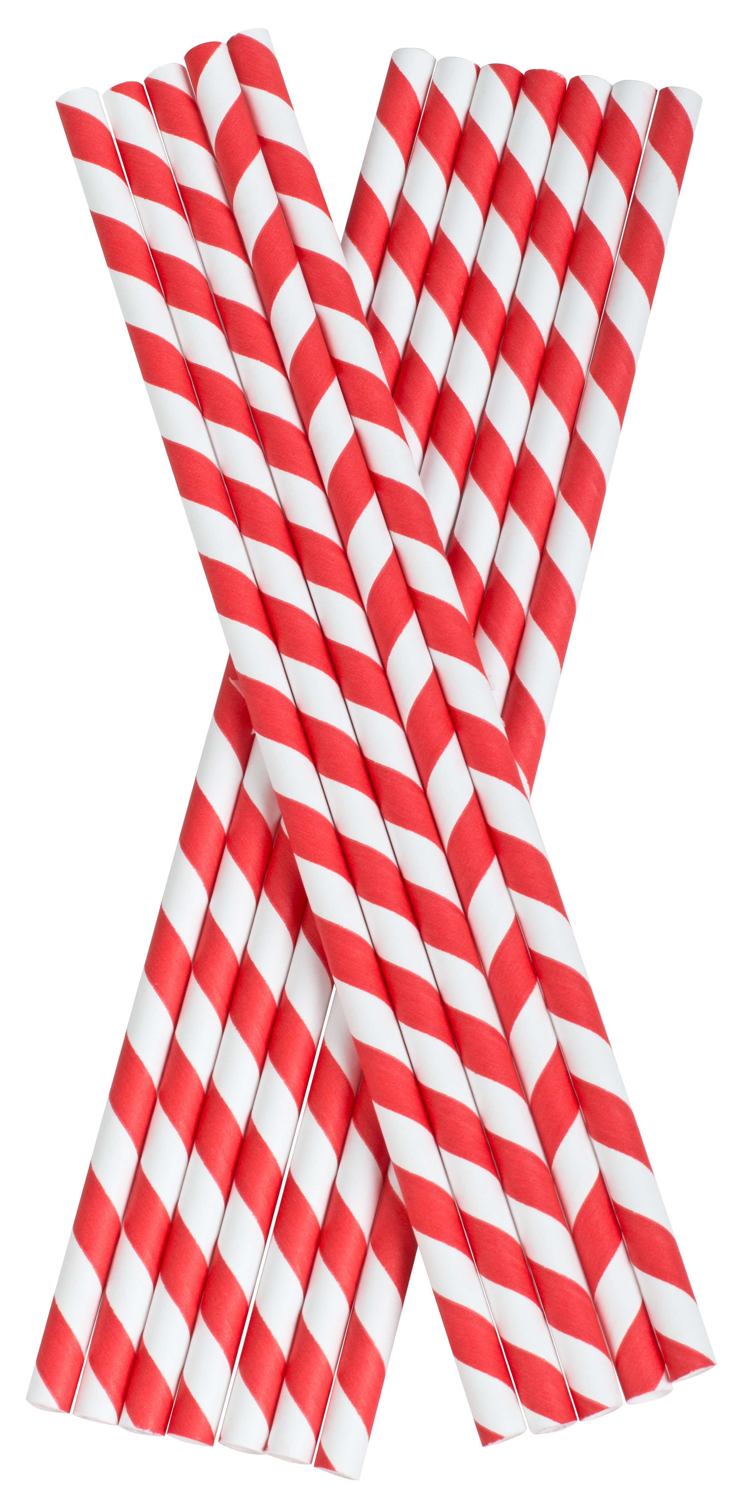 Pajitas, papel (8 x 255 mm) - rayas rojas y blancas