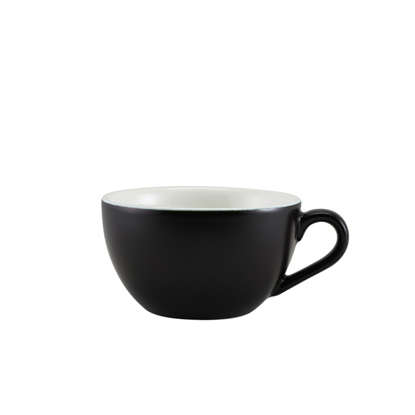 Taza de café con leche de porcelana negro mate – 340 ml (6 uds)